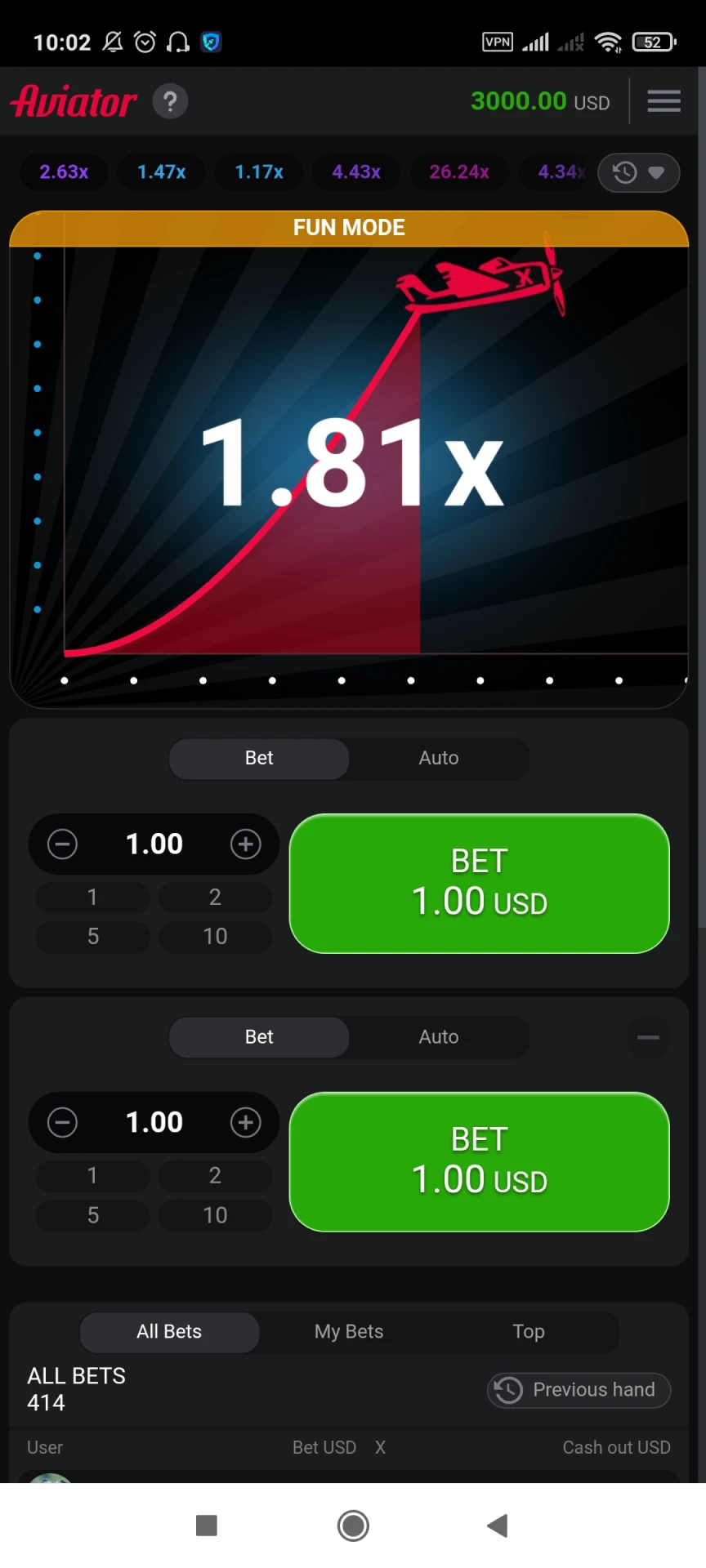 Visit the Aviator page in the Sol Casino app.